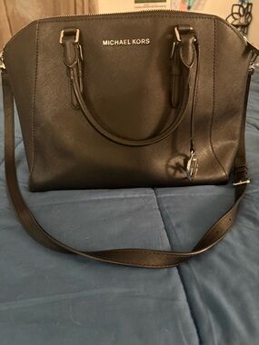 Michael Kors Black Saffiano Satchel with Removable Strap & Wallet